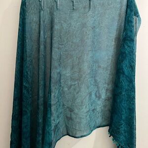 Teal Shawl with Tassel Accents